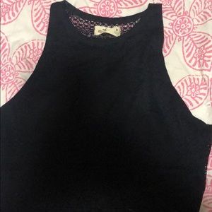 Hollister black high neck laced cropped tank